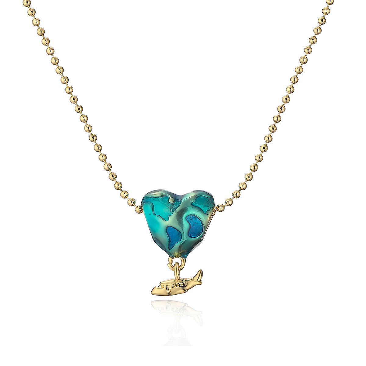 Minimalist Heart-Shaped Copper Pendant Necklace with Gold Plating and Enamel Finish for Women