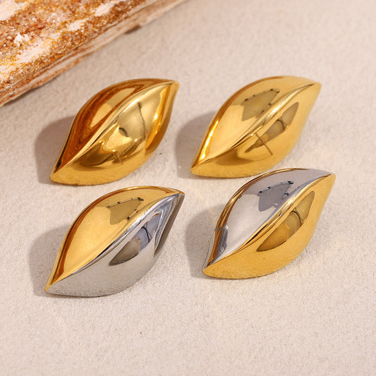 Fashionable Geometric Stainless Steel Earrings with 18K Gold Plating for Women