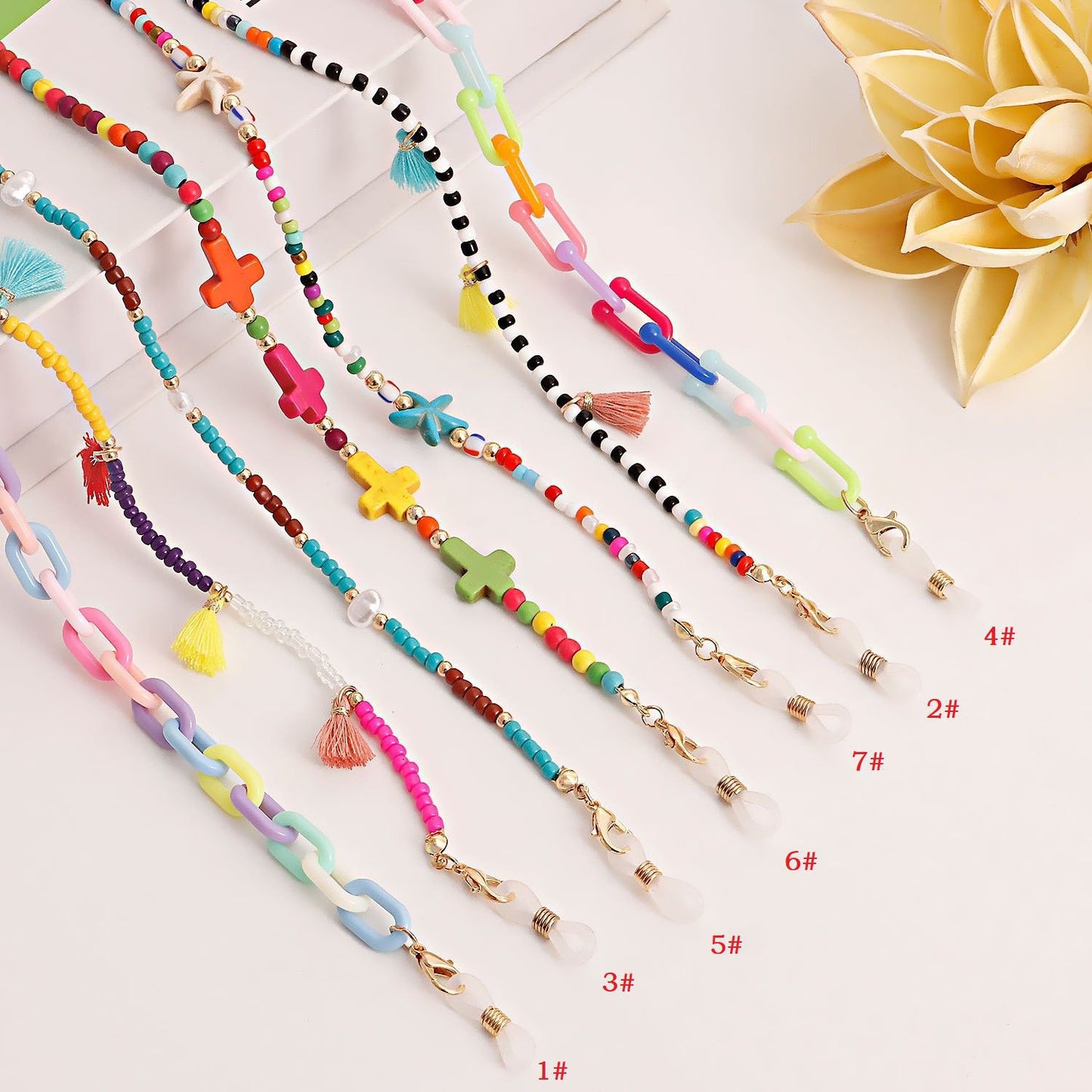 Alloy Acrylic Pearl Beaded Mask and Eyeglass Chain