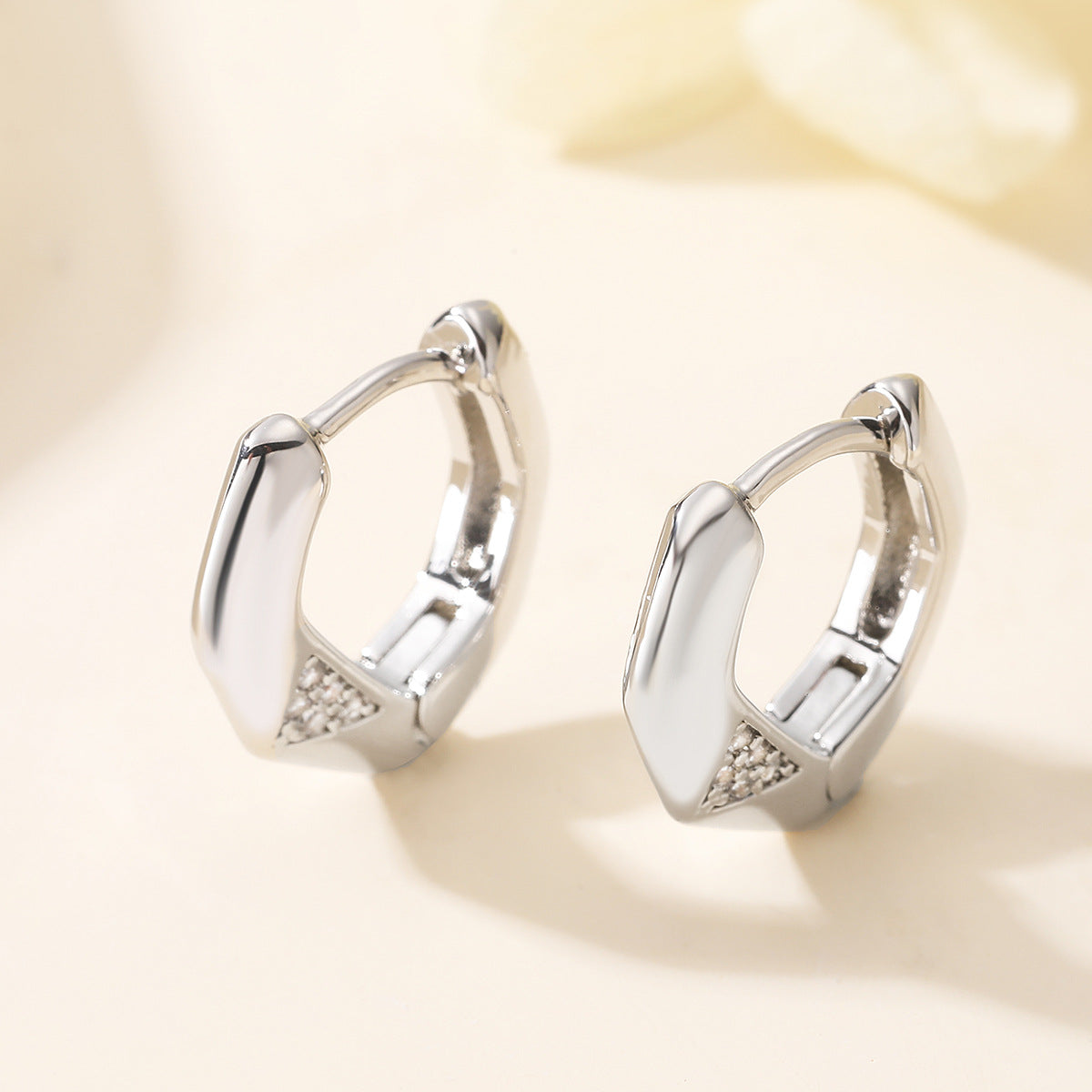 Minimalist 18K Gold Plated Brass Geometric Cubic Zirconia Earrings for Women
