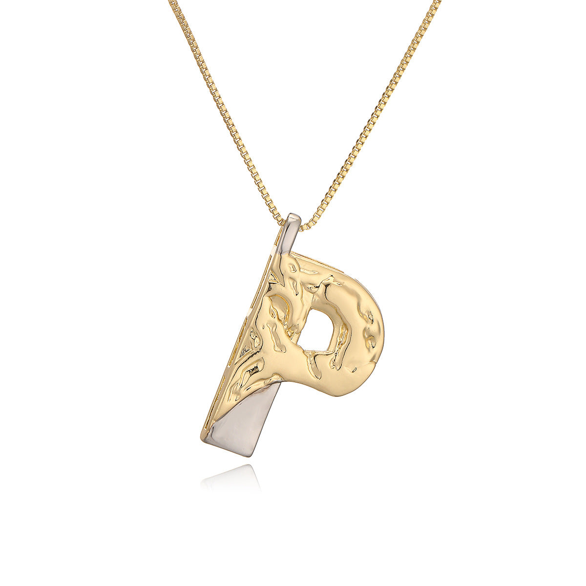 Collana con ciondolo a lettera in rame placcato oro geometrico minimalista da donna