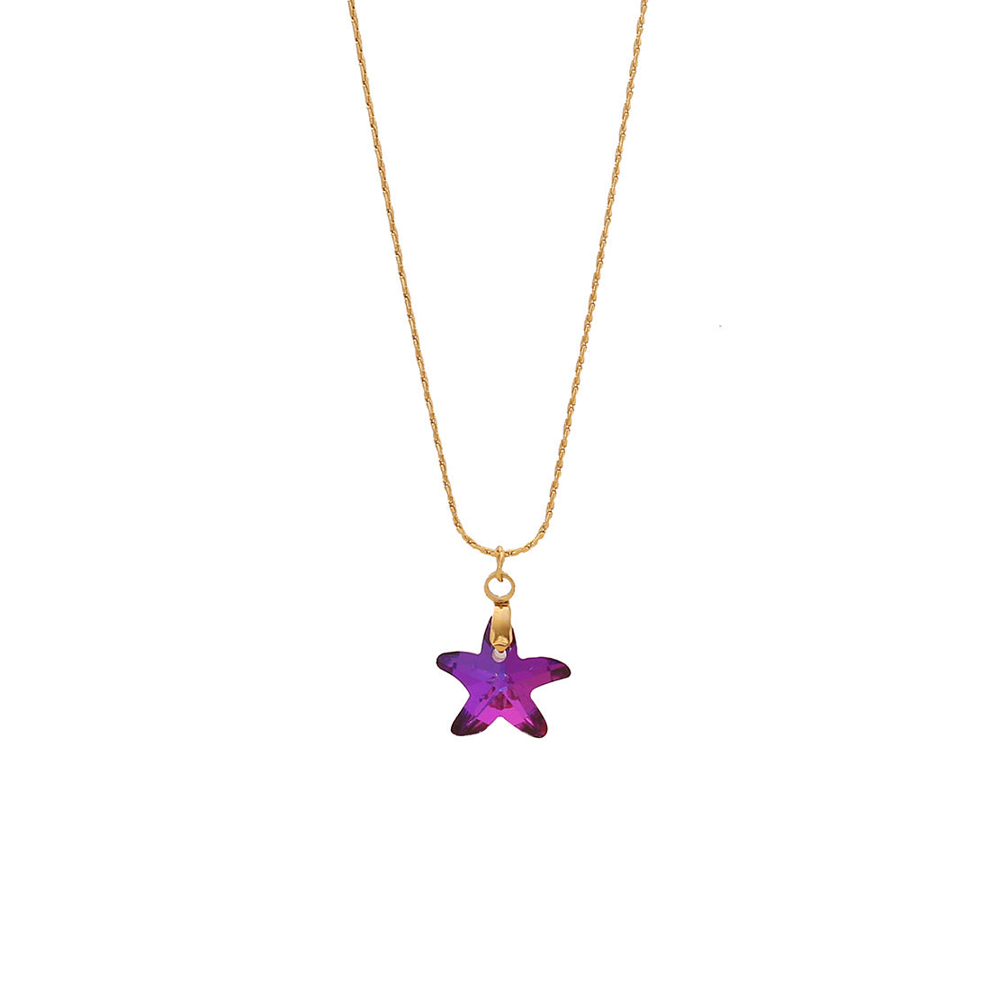 Collana Pendente a Forma di Farfalla Cuore Stella in Acciaio Inossidabile con Strass Intarsiati per Donna