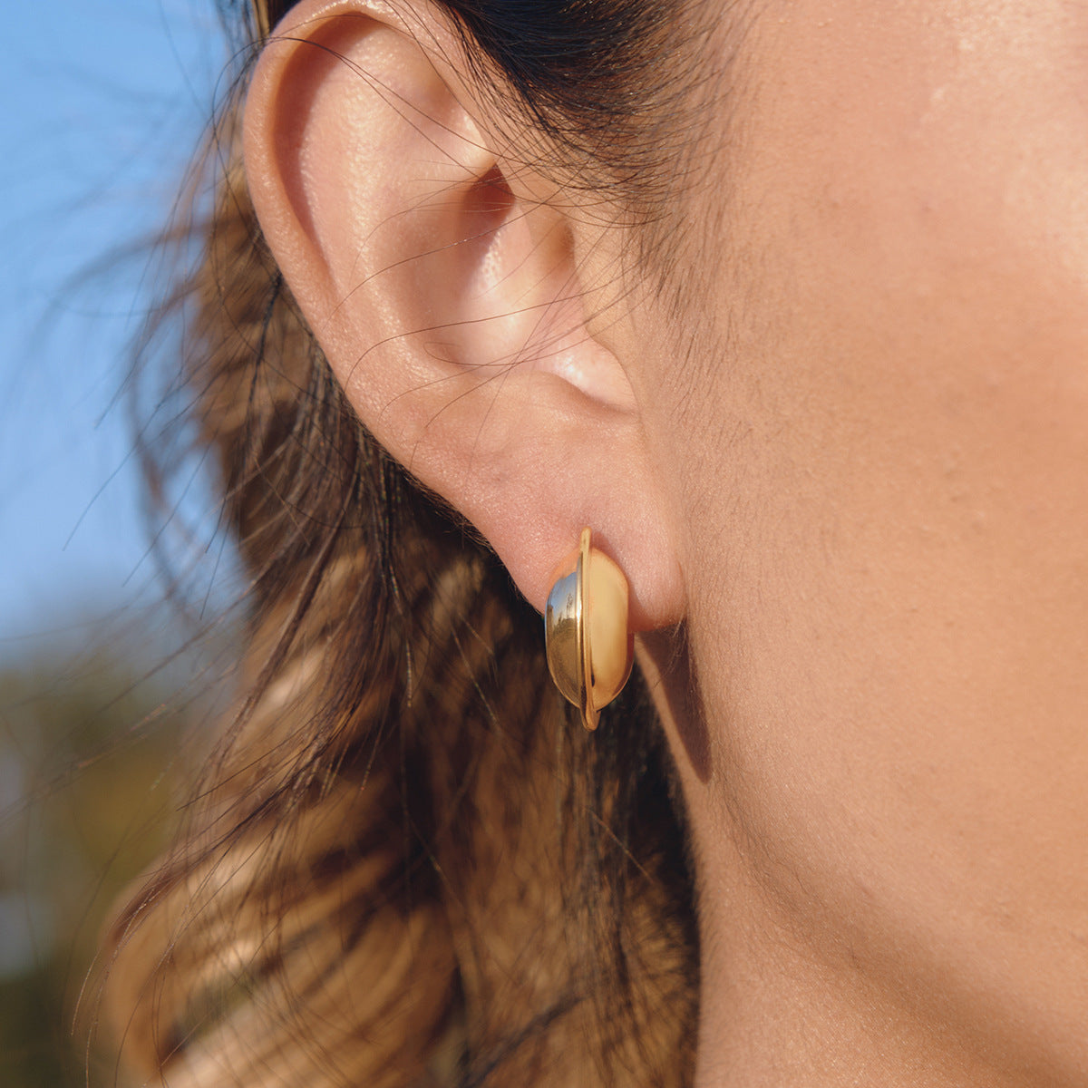 Minimalist Geometric C-Shaped Stainless Steel Earrings for Women