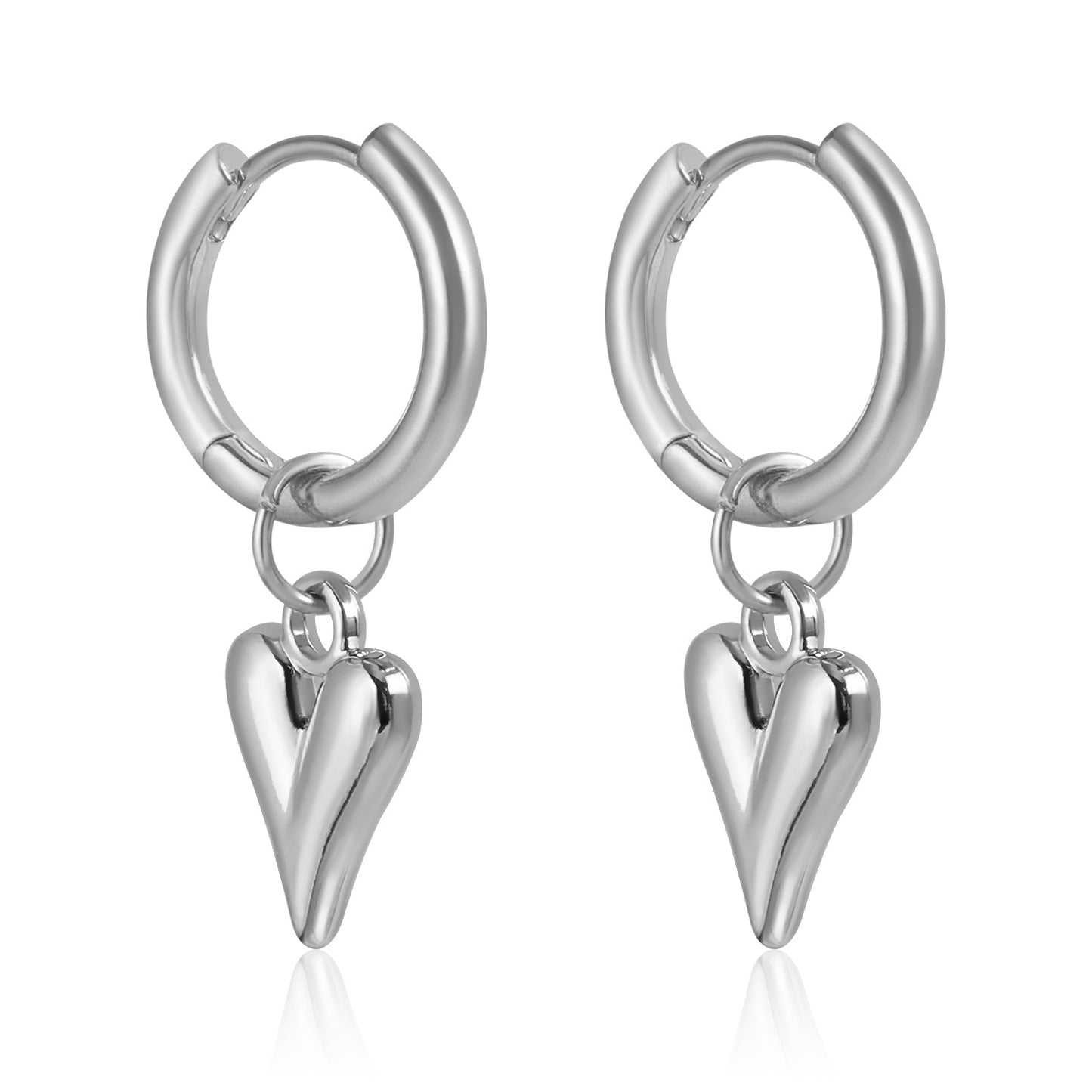 Pendientes vintage de aleación de zinc en forma de corazón geométrico con acabado chapado para mujer