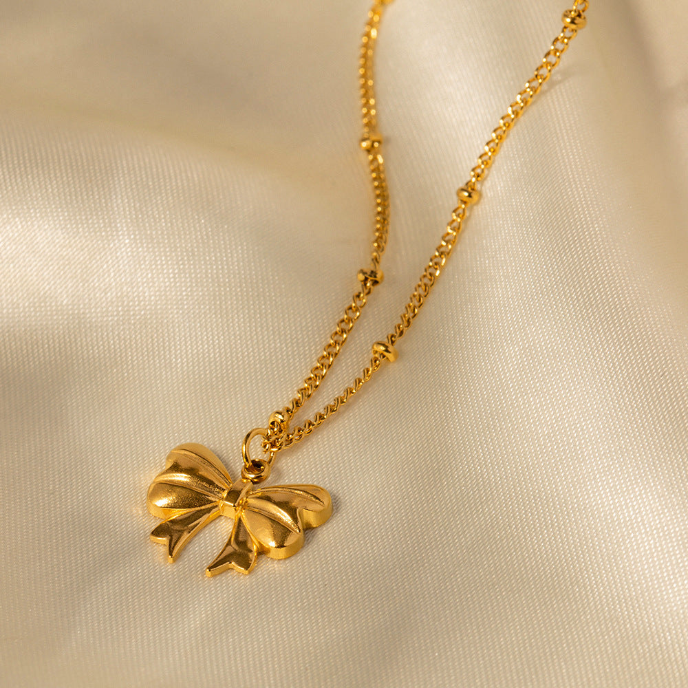 Ins Style Butterfly Pendant Necklace in Stainless Steel with 18K Gold Plating for Women