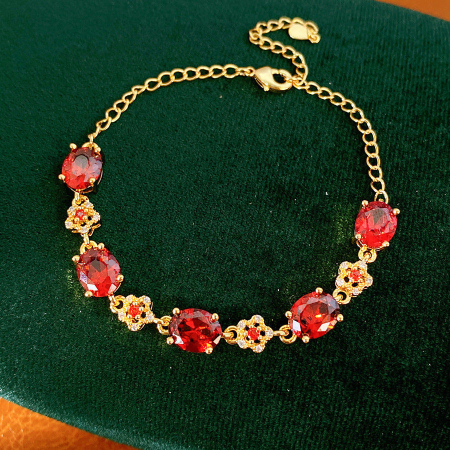 Luxury Elegant Oval Floral Brass Bracelet with 18K Gold Plating and Cubic Zirconia Inlay