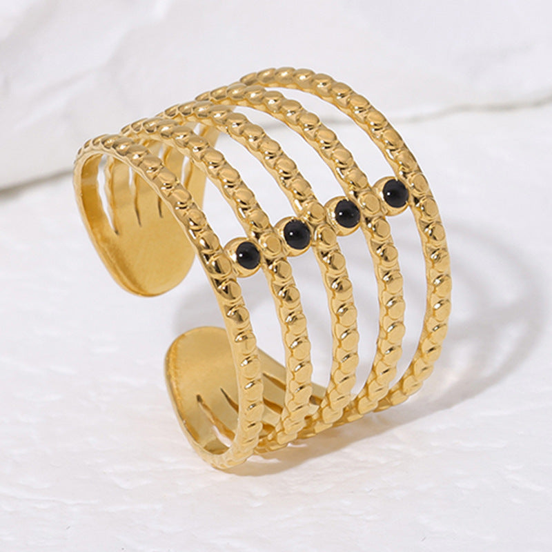 Minimalist Geometric Open-Ended Stainless Steel Ring with 18K Gold Plating for Women