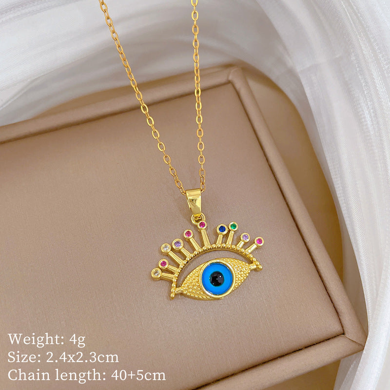 Sweet Minimalist Animal Shape Micro-Inlaid Cubic Zirconia Brass Pendant Titanium Steel Necklace for Unisex