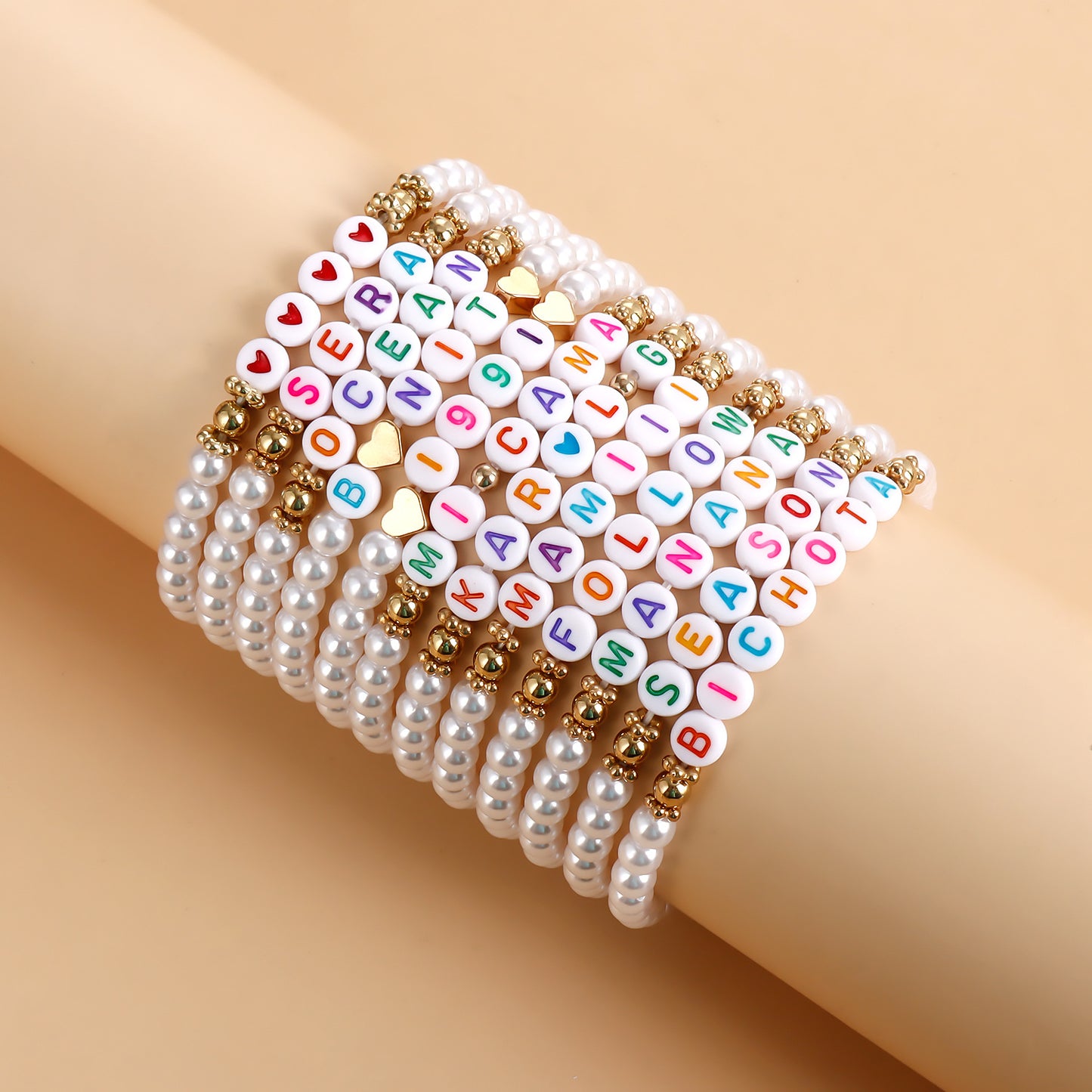 Bohemian Geometric Beaded Bracelet with Plated Finish for Women