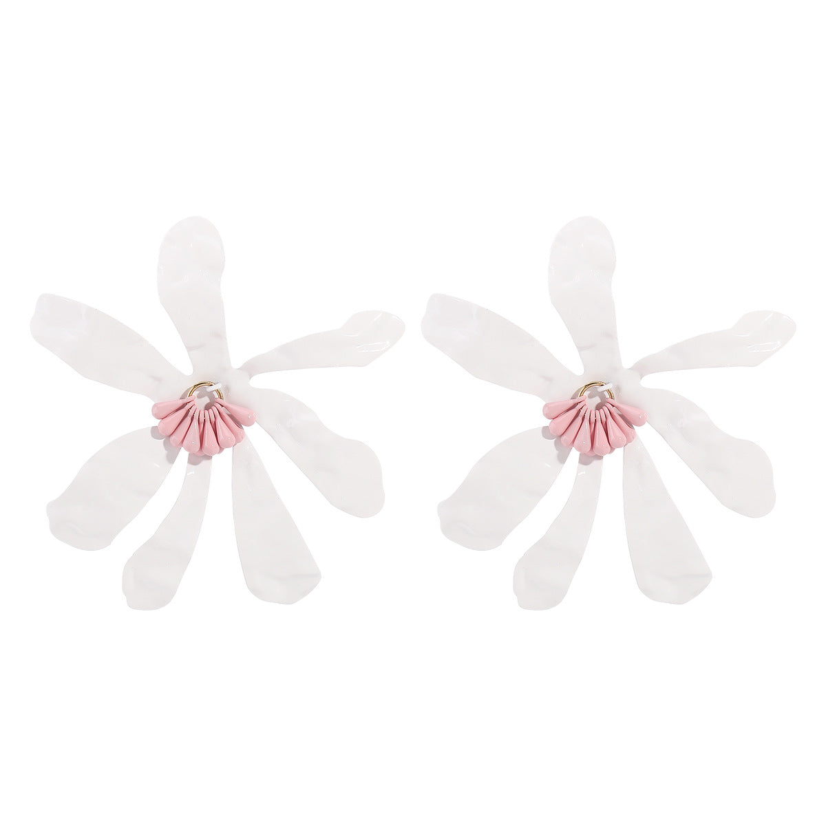 Minimalist Floral Alloy Earrings with Enamel Finish for Women Summer Vacation Style