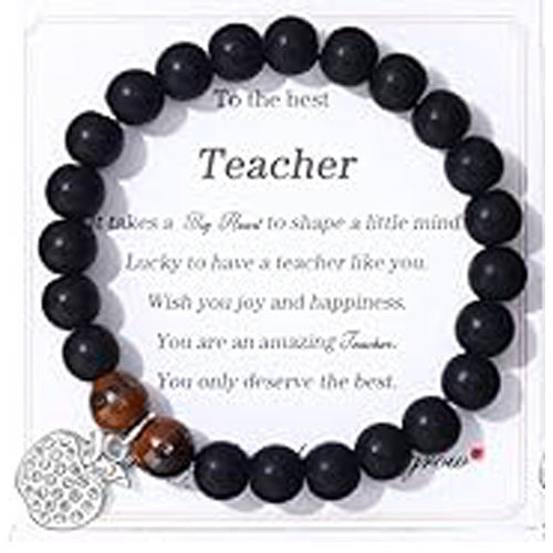 Minimalist Geometric Round Gemstone Bracelet with Rhinestone Apple Charm for Unisex