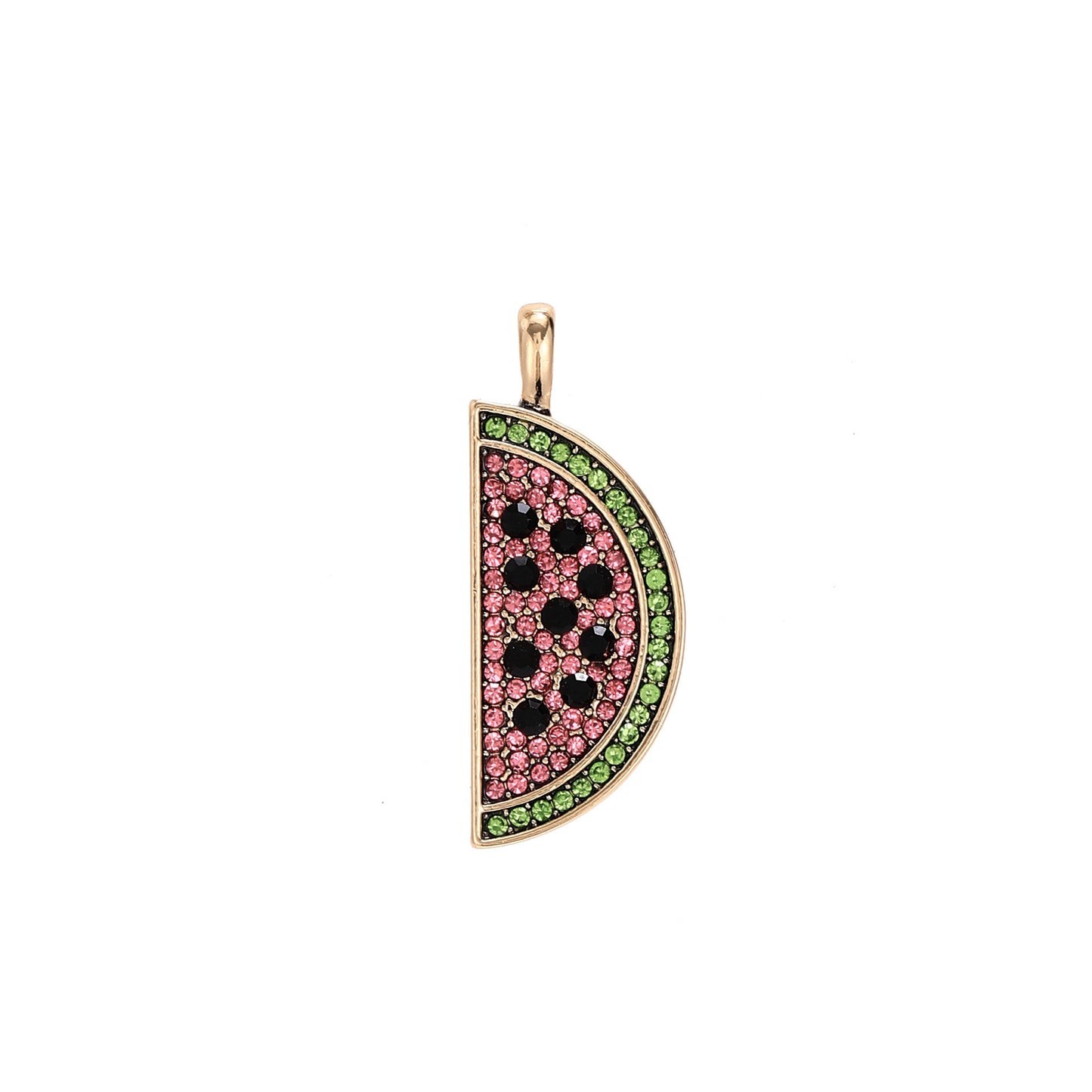 Colorful Cubic Zirconia Watermelon and Elephant Pendant Necklace 18K Gold Plated Alloy Fashion Jewelry for Women