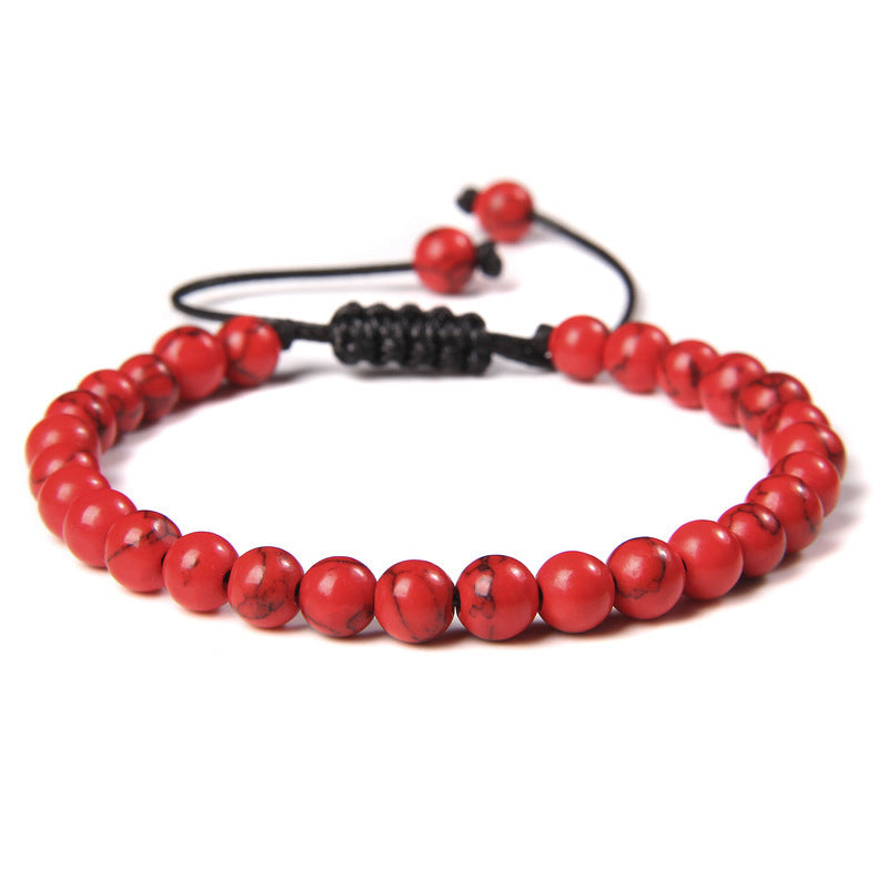 Sweet Sporty Geometric Natural White Crystal Stretch Bracelet 6mm Unisex Handmade Energy Bangle
