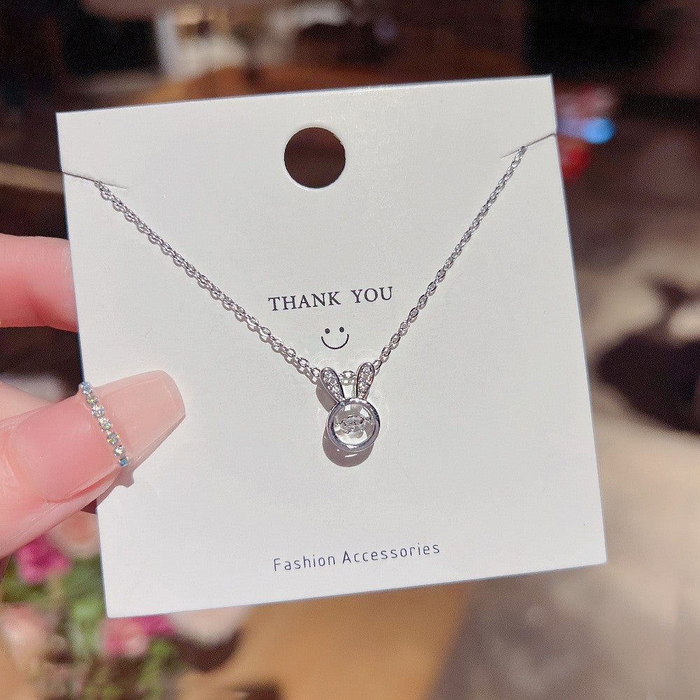 Adorable Rabbit-Shaped Pendant Necklace in Titanium Steel with Plated Finish for Women and Unisex Wear