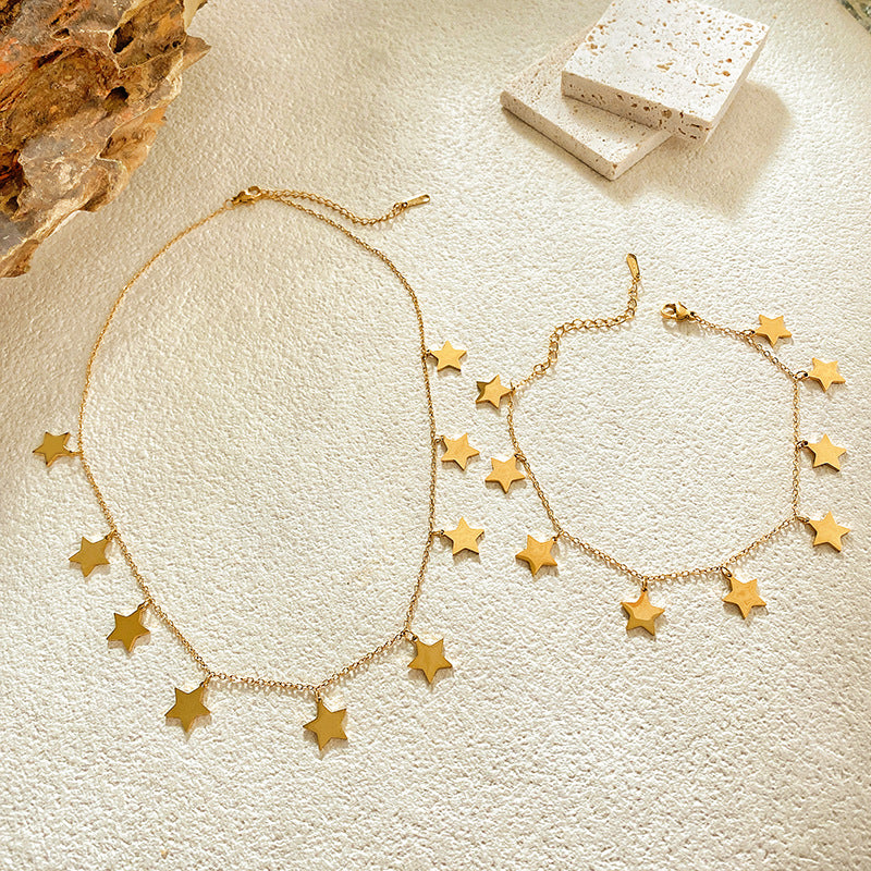 Gold Plated Titanium Steel Star Necklace