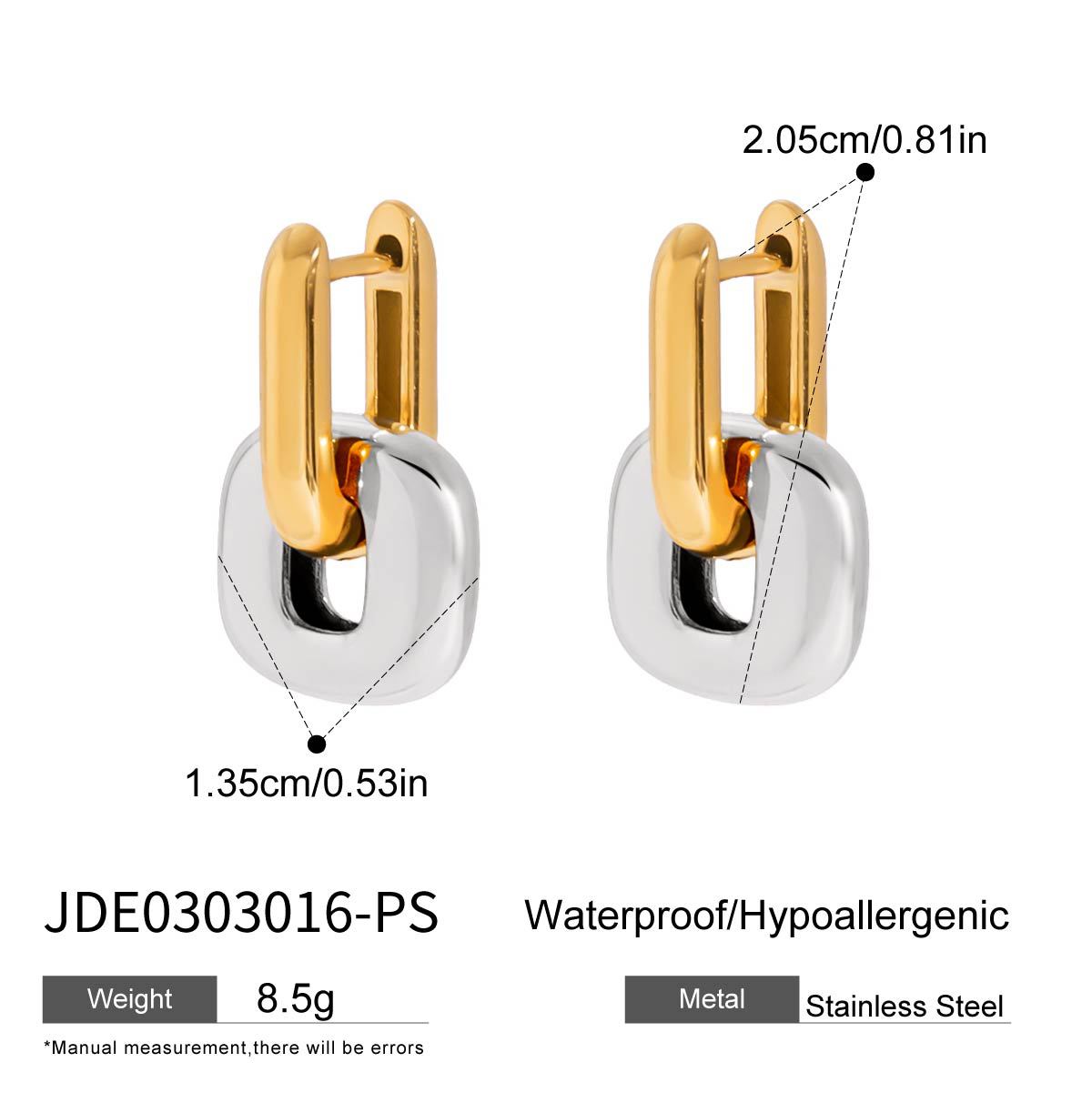 Elegant Geometric Square Stainless Steel Plated Stud Earrings for Women