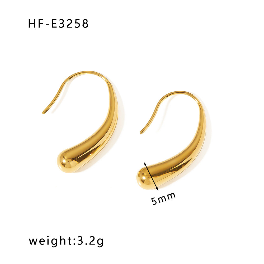 Ins Style Heart Shaped 18K Gold Plated Titanium Steel Statement Earrings with Geometric and Irregular Circle Design