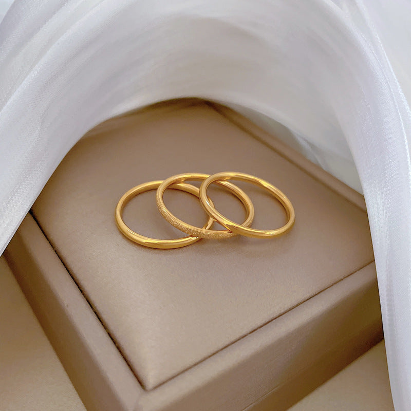 Geometric Minimalist Titanium Steel Polished Ring for Unisex Fashion Commuter