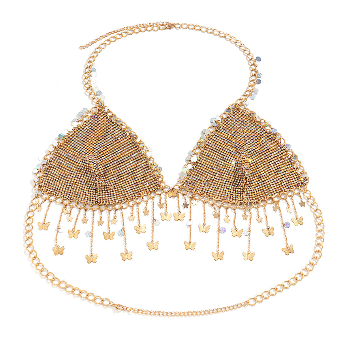 Rustic Style Star-Shaped Alloy Body Chain with Rhinestone Inlay and Tassel Detail for Women