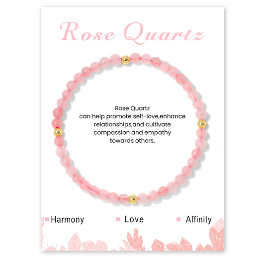 Vintage Geometric Amethyst Rose Quartz Beaded Bracelet for Women