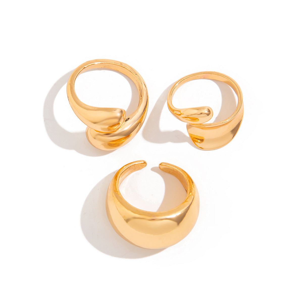 Anello da donna minimalista geometrico in lega a specchio con superficie placcata e design a fascia circolare