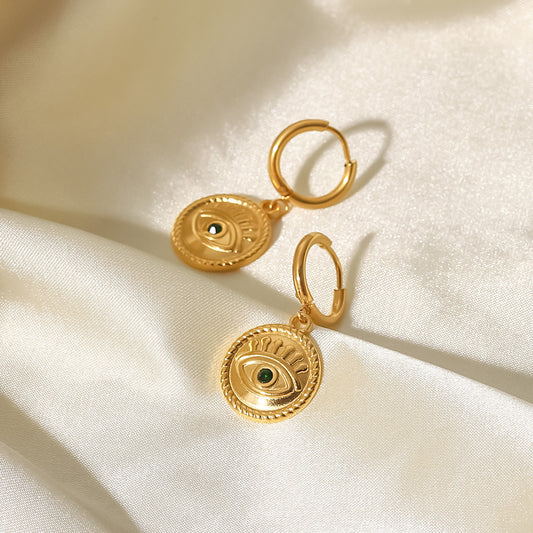 Orecchini in acciaio inossidabile con cerchio geometrico stile INS con placcatura in oro 18 carati per donne e uomini