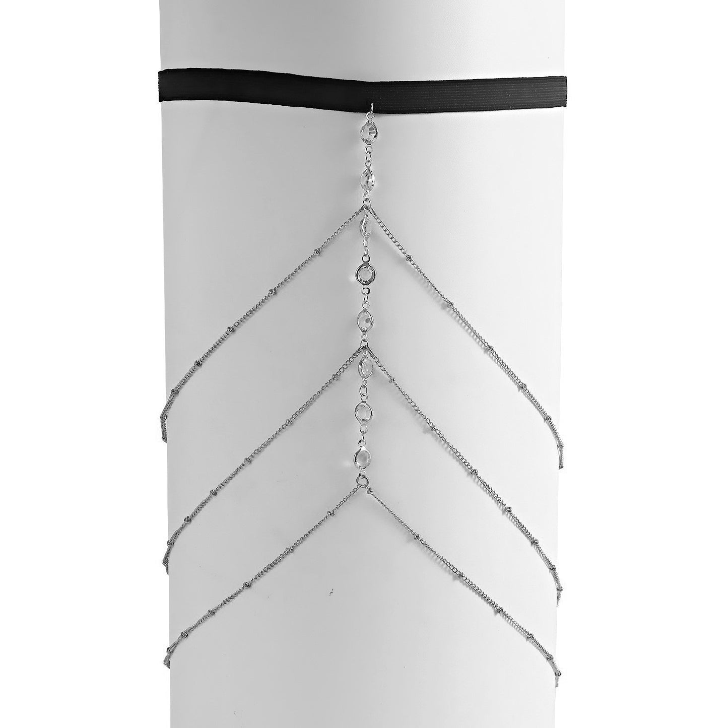 Geometric Alloy Anklet for Women with Rhinestone Accents Minimalist Fashion Leg Chain for Beach and Street Style