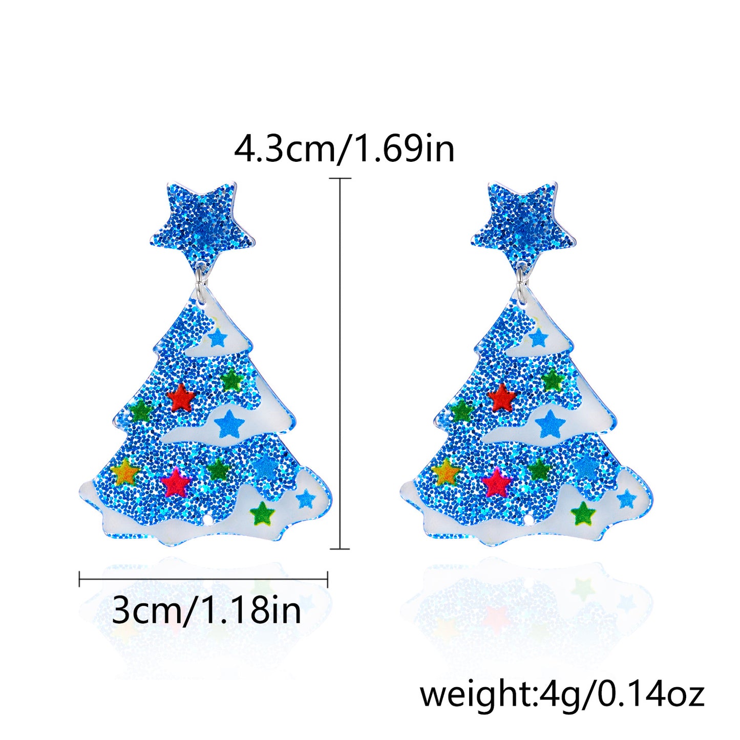 Pendientes Acrílicos en Forma de Árbol de Navidad para Mujer con Patrón Festivo Impreso