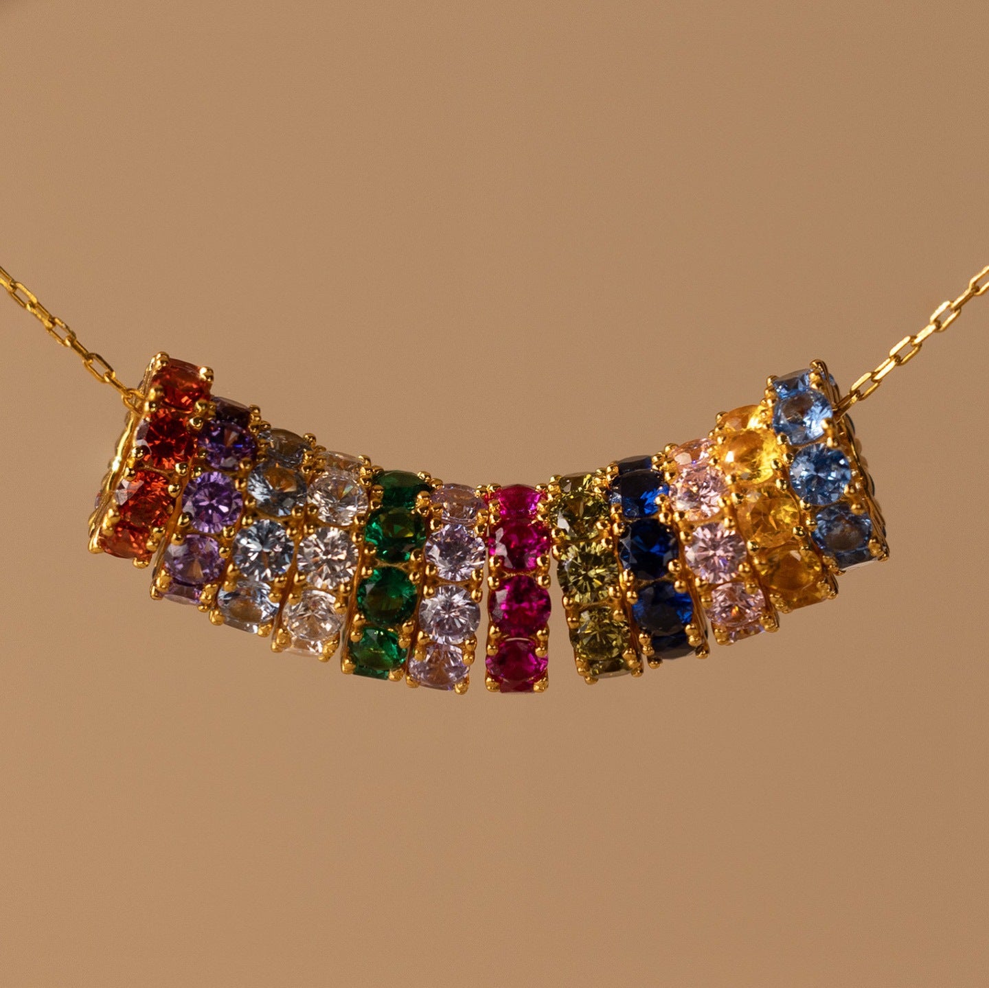 Minimalist Round Square Brass Plated 18K Gold Pendant Necklace