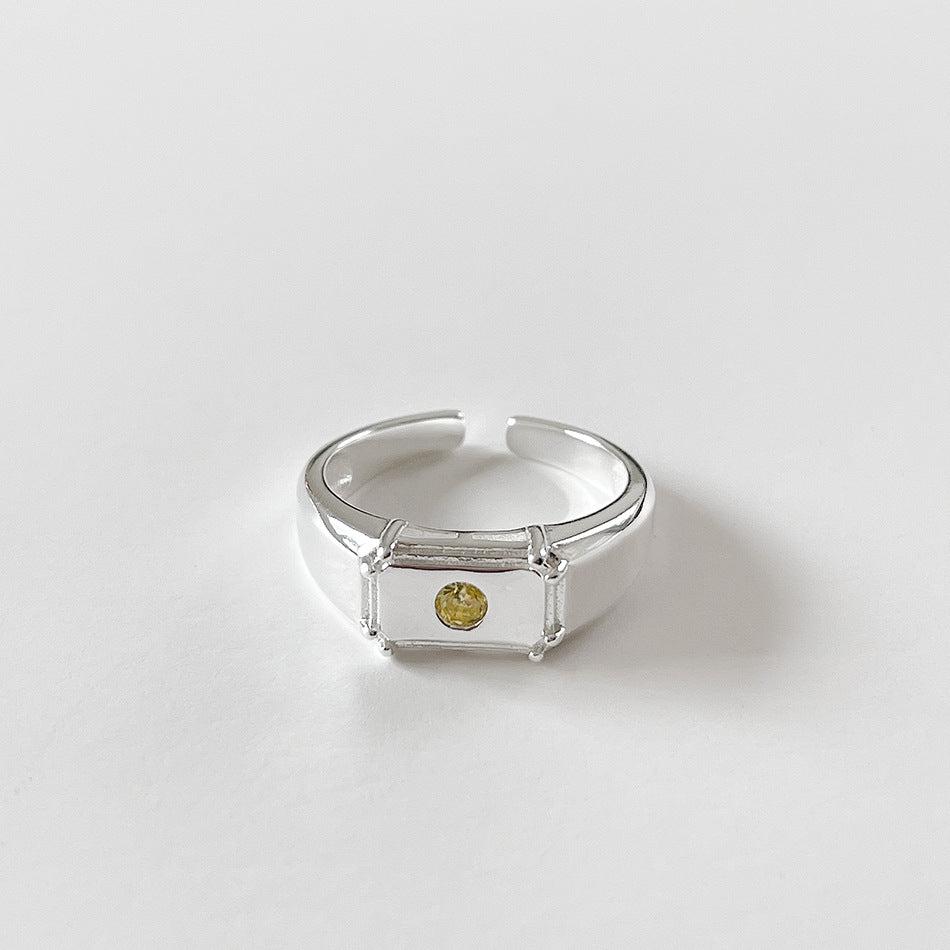 Irregular Textured S925 Sterling Silver Ring for Women with Inlay Detail, Minimalist and Trendy Design