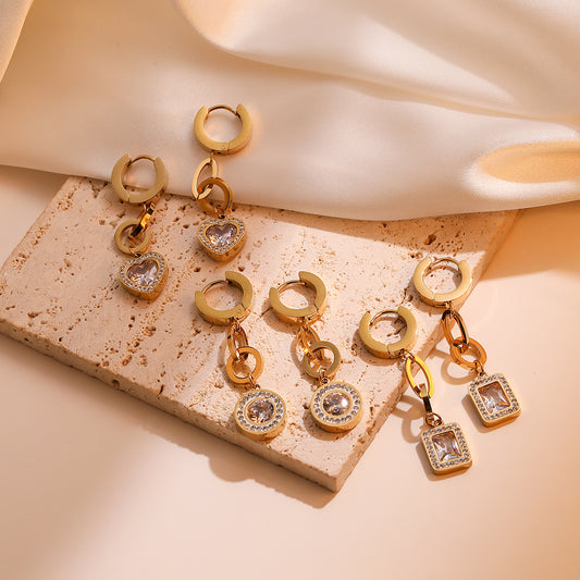 Orecchini a Cuore da Donna Minimalisti, Geometrici Irregolari, in Acciaio al Titanio Placcati Oro