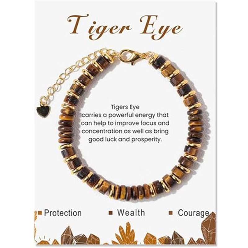 Bohemian Minimalist Natural Tiger's Eye Round Geometric Bracelet Unisex Jewelry