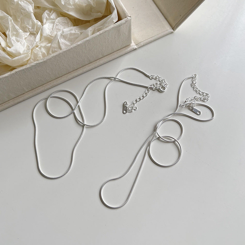 Collana Minimalista a Catena Serpentina con Motivo Geometrico in Argento Sterling 925 Placcato
