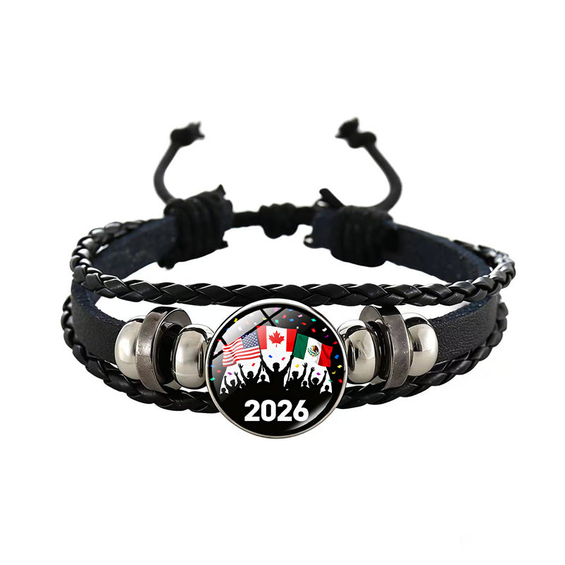 Sporty Geometric Braided Leather Bracelet Unisex Adjustable Hand Rope