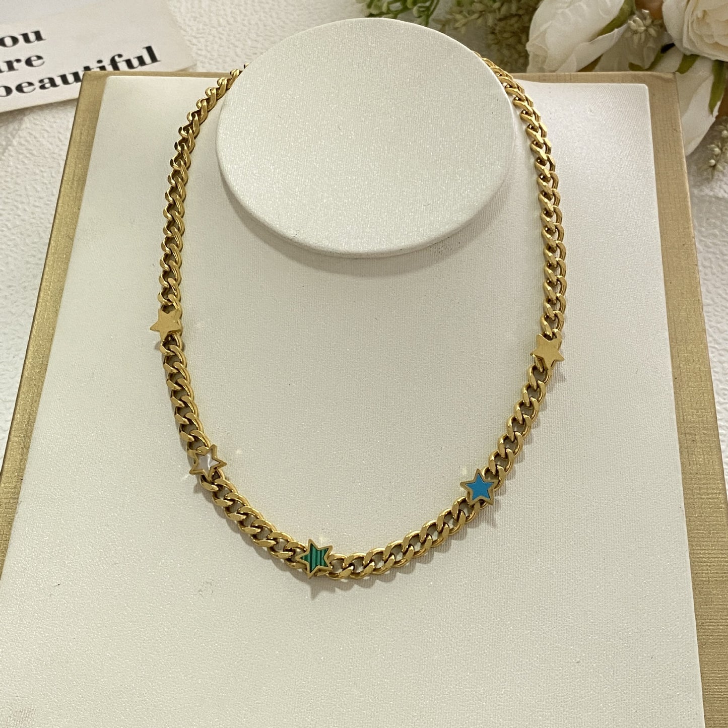 Colorful Star Titanium Steel Plated Necklace Unisex