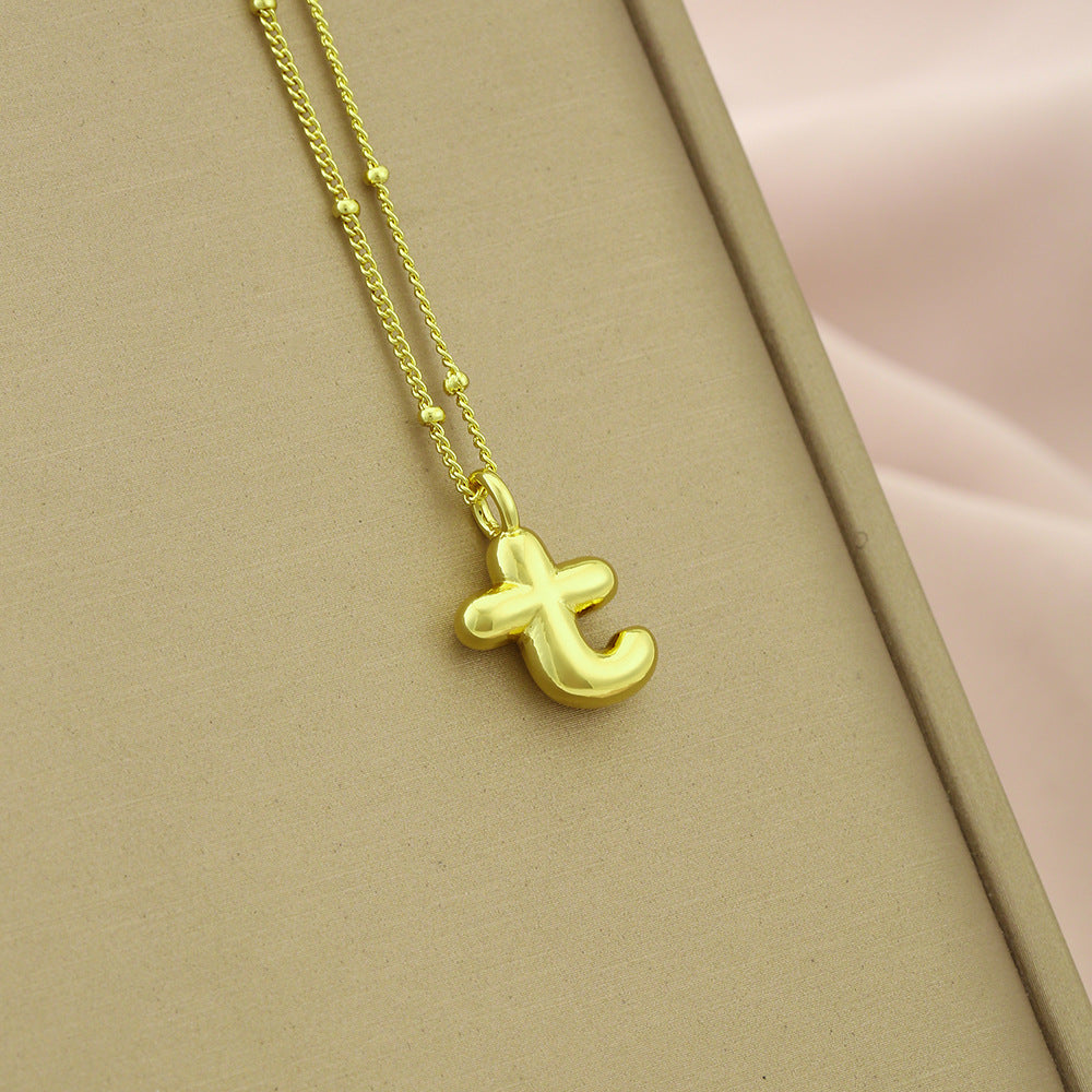 Collar Colgante con Inicial Minimalista para Mujer en Cobre con Acabado Galvanizado Cadena Ajustable para Clavícula