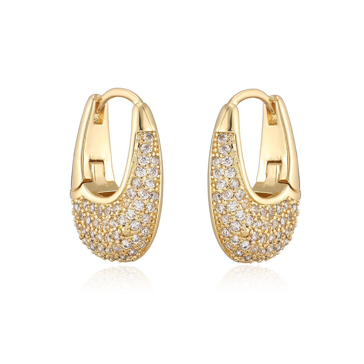 Minimalist Luxury Geometric Gold Plated Brass Cubic Zirconia Earrings for Women