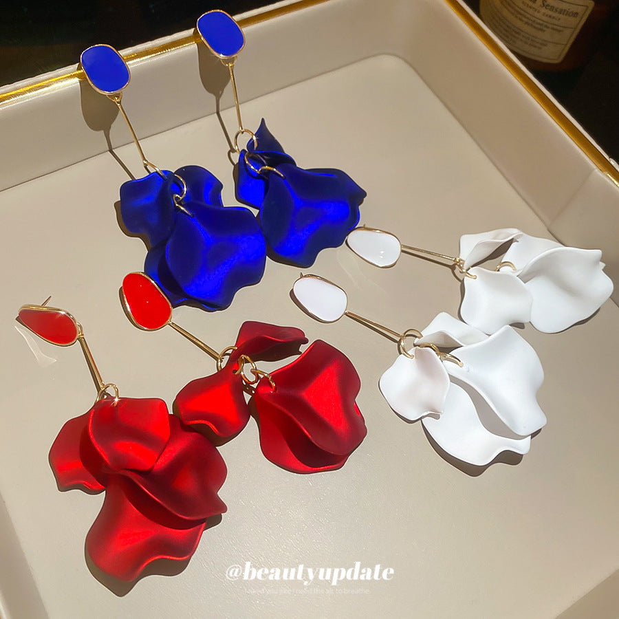 Fashionable Acrylic Flower-Shaped Dangle Stud Earrings with Plated Steel Posts for Women