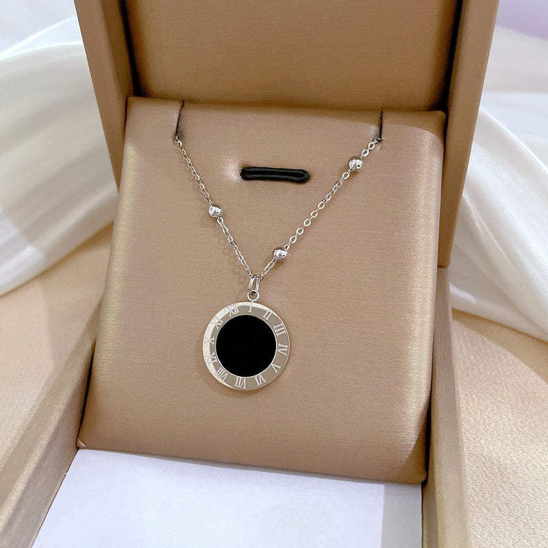 Minimalist Titanium Steel Geometric Shell Pendant Necklace for Women and Men - Gold-Plated Clavicle Chain