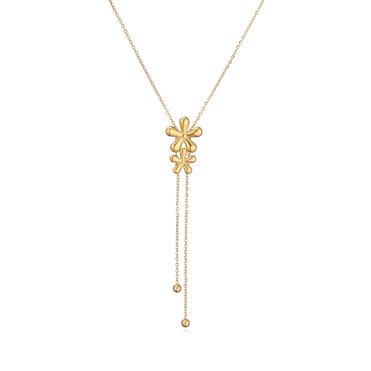 Minimalist Heart-Shaped Titanium Steel Pendant Necklace for Women with Floral Accents and Delicate Clavicle Design