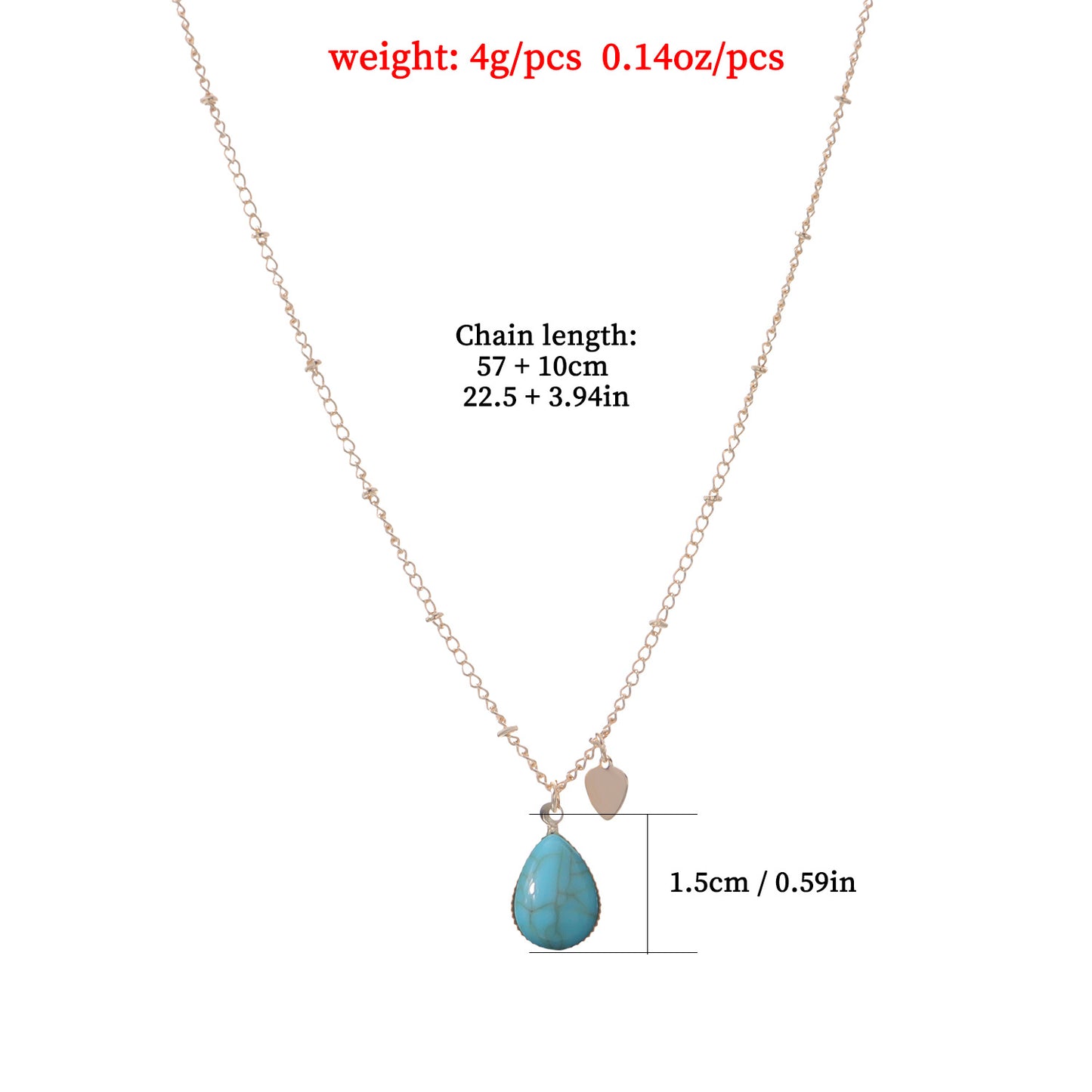 Alloy Heart Pendant Necklace with Simulated Turquoise Inlay