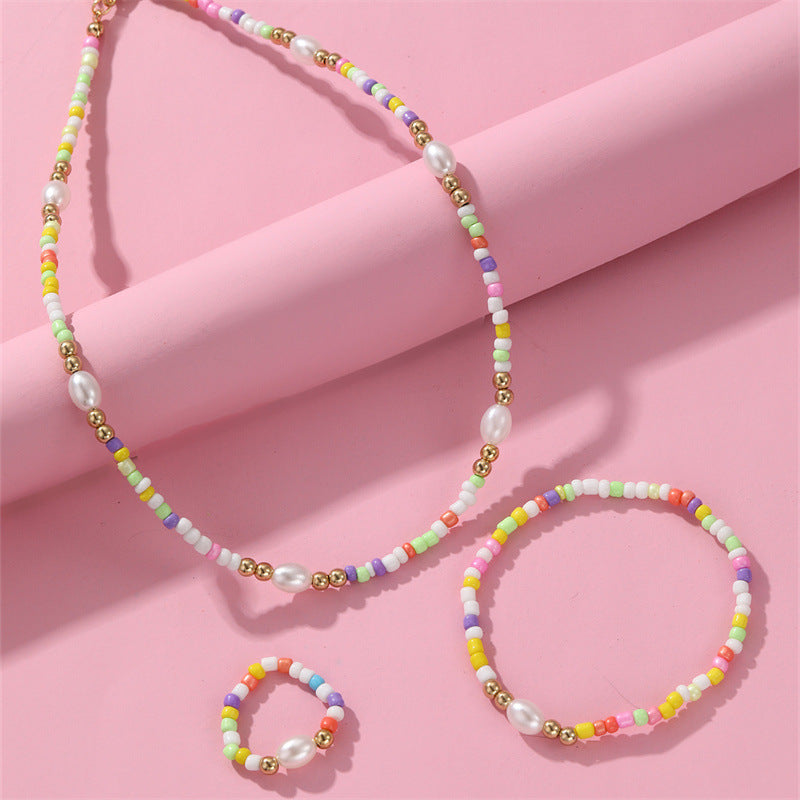 Minimalist Butterfly Pendant Necklace Set for Kids with Resin Beads and Alloy Charm on Ball Chain