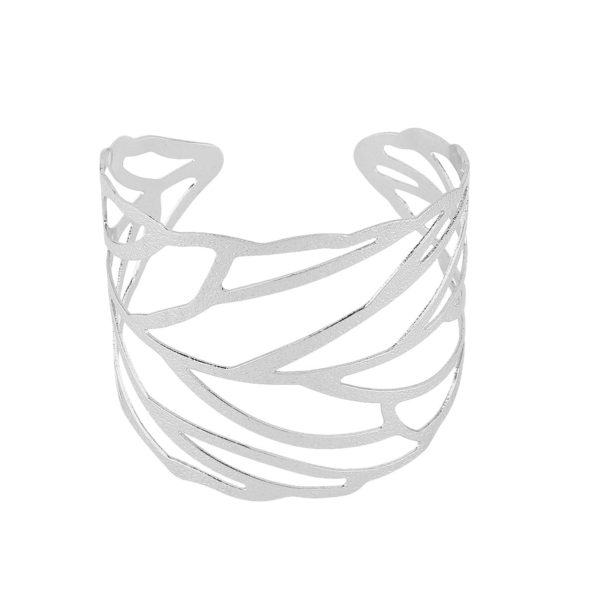 Set de anillos de pulsera de moda estilo vintage chapados en hierro con hojas geométricas y brazaletes abiertos para fiestas y vacaciones