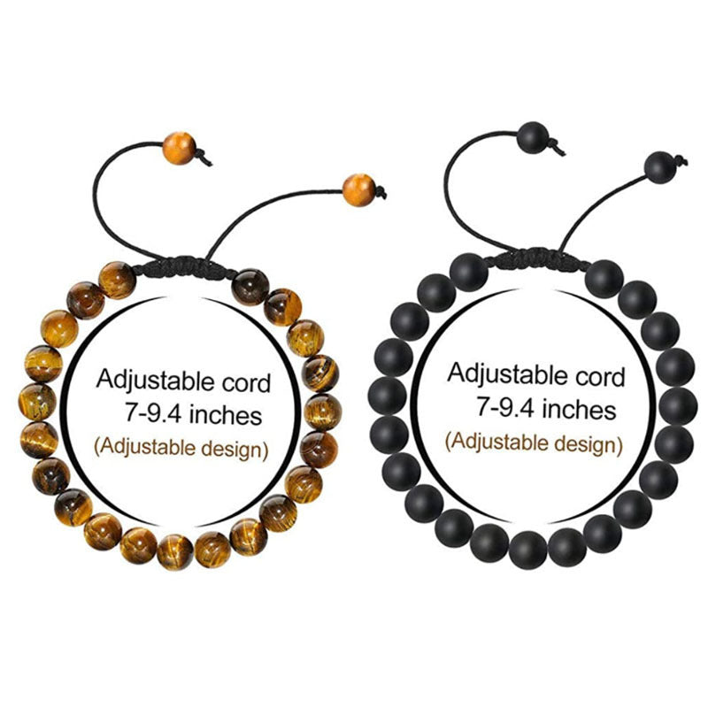 Geometric Tiger Eye Lava Stone Braided Bracelet Unisex Handmade Gift