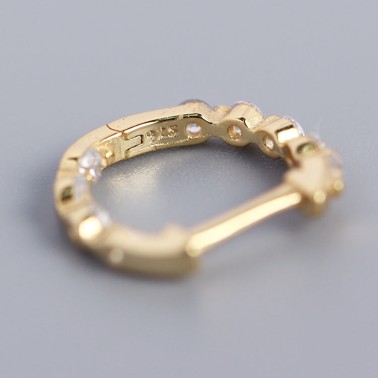 Orecchini a cerchio da donna geometrici in Argento Sterling 925 con Zirconi Cubici incastonati
