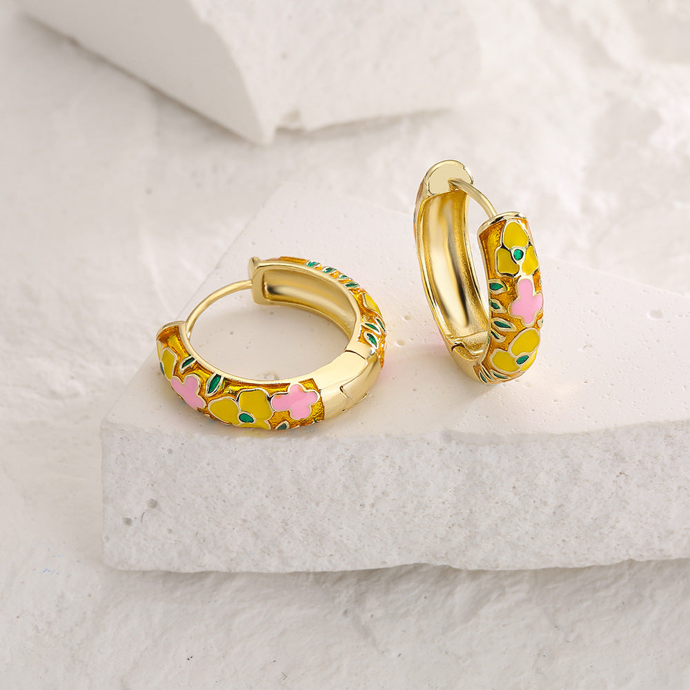 Minimalist Geometric Irregular Earrings for Women with Copper Base and 18K Gold Plating and Enamel Finish