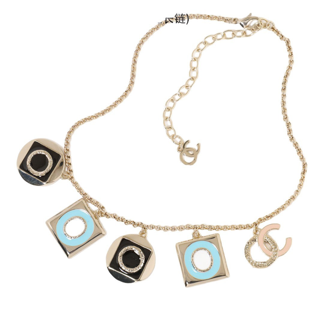 Luxury Gold Plated Brass Enamel Letter C Pendant Necklace for Women
