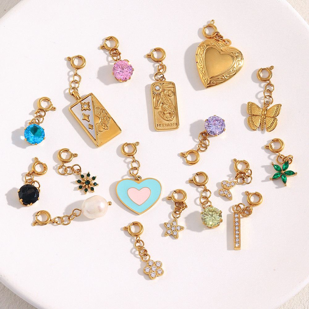 Geometric Heart Pendant with Spring Clasp in Stainless Steel Plated with 18K Gold for Fashionable Office Wear
