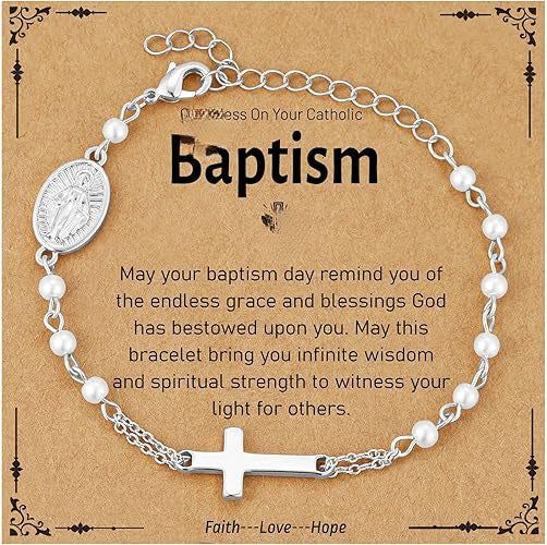 Minimalist Gold Plated Brass Cross Bracelet with White Pearl Inlay for Women