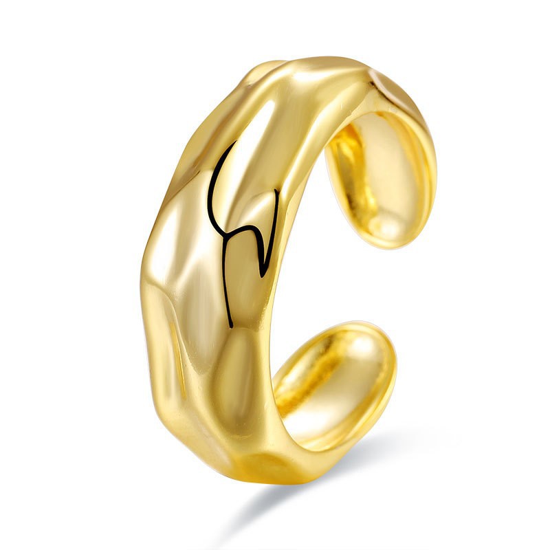 Anillo minimalista de plata de ley 925 con diseño geométrico chapado